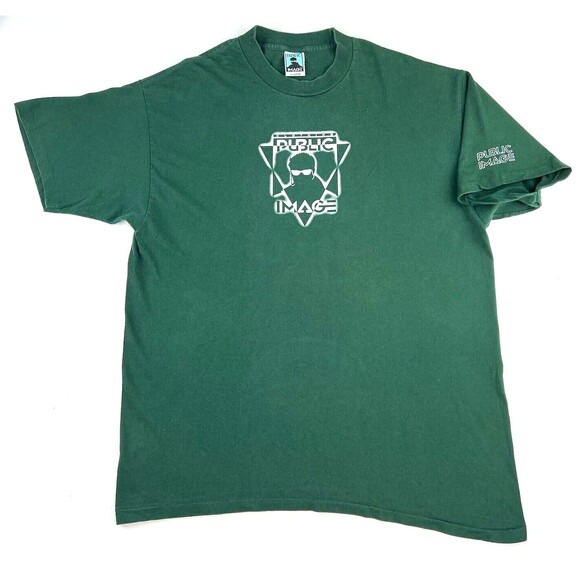 Public Image Vintage Green Single Stitch T Shirt USA Made Crew Neck Mens Size XL - Picture 2 of 8